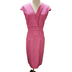 David Meister Pink Textured Pencil Sheath‎ Dress Fitted Bodycon Classic Sz 2